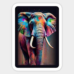 Colorful Elephant in Pop Art Style - A Fun And Playful Art Design For Animal lovers Sticker